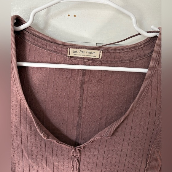 We The Free Free People Eyes on You Pointelle Long Sleeve in Mauve, Size Small S - Picture 3 of 12